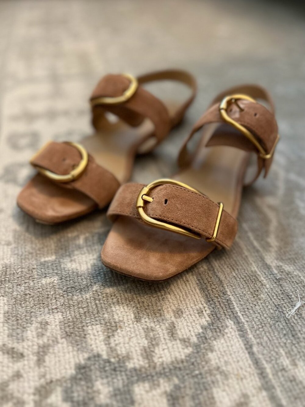 Veronica Beard Suede Double Buckle Slingback Sandals Taupe Size 8 - Picture 2 of 6